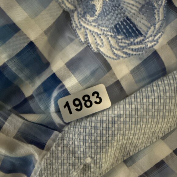 Bugatchi Shirt Mens L Large Blue Plaid Shaped Fit Short Sleeve Button Up Cotton - Picture 10 of 10